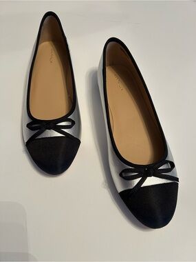 Ann Taylor Silver and Black Ballet Flats